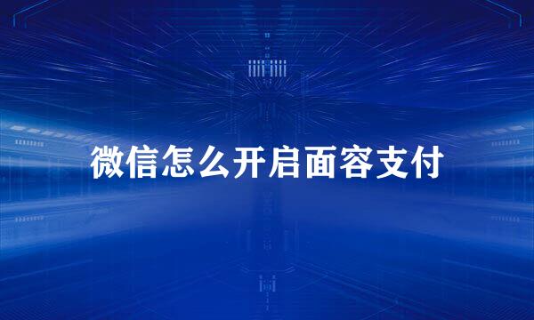 微信怎么开启面容支付