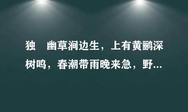 独忴幽草涧边生，上有黄鹂深树鸣，春潮带雨晚来急，野渡无人舟自横。是什么意思