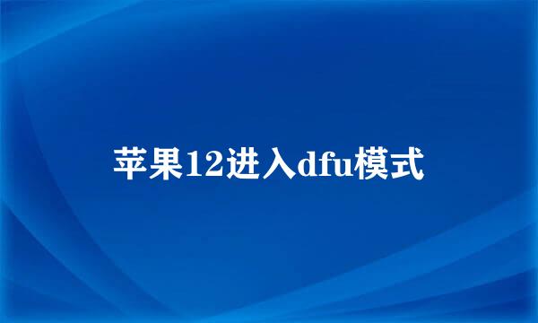 苹果12进入dfu模式