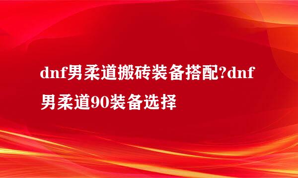 dnf男柔道搬砖装备搭配?dnf男柔道90装备选择