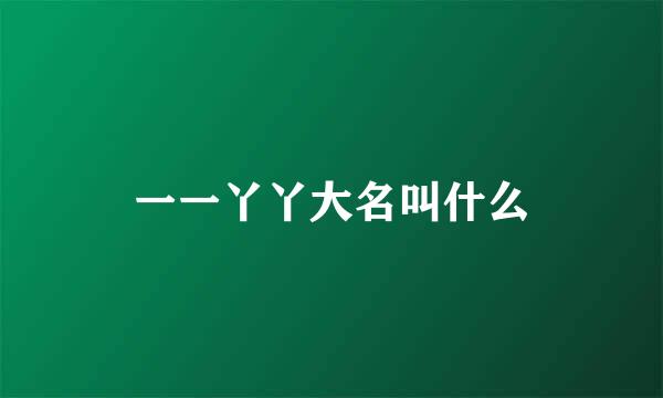 一一丫丫大名叫什么