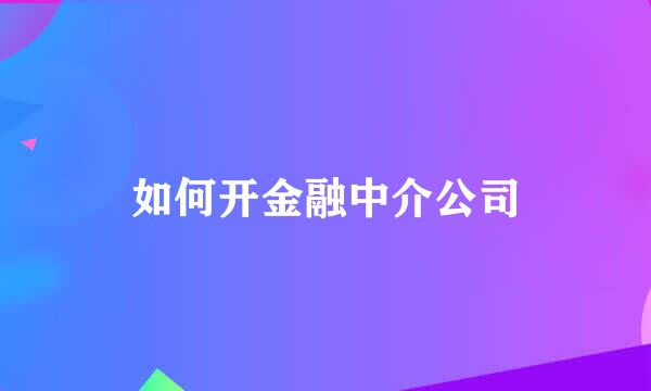 如何开金融中介公司