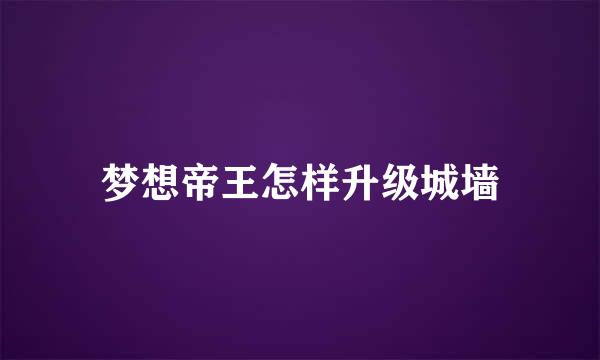梦想帝王怎样升级城墙