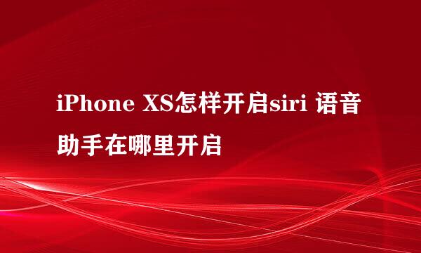 iPhone XS怎样开启siri 语音助手在哪里开启