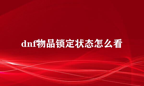 dnf物品锁定状态怎么看