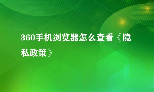 360手机浏览器怎么查看《隐私政策》