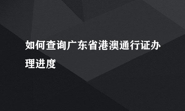 如何查询广东省港澳通行证办理进度