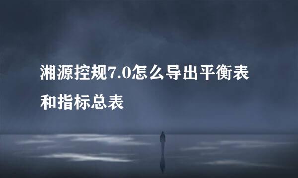 湘源控规7.0怎么导出平衡表和指标总表