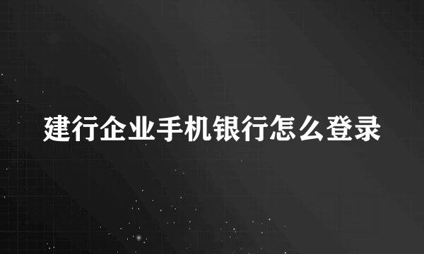 建行企业手机银行怎么登录