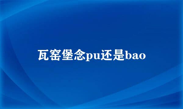瓦窑堡念pu还是bao