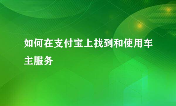 如何在支付宝上找到和使用车主服务