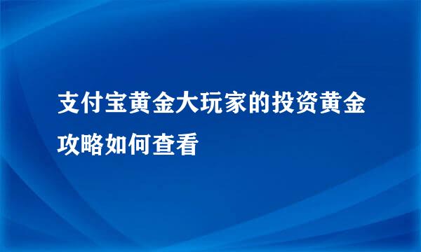 支付宝黄金大玩家的投资黄金攻略如何查看