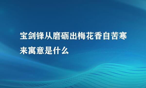 宝剑锋从磨砺出梅花香自苦寒来寓意是什么