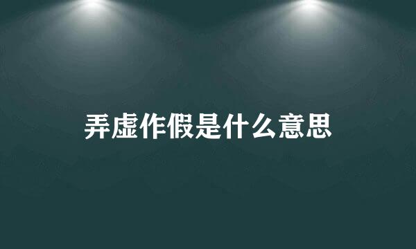 弄虚作假是什么意思