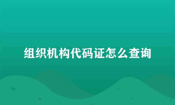 组织机构代码证怎么查询
