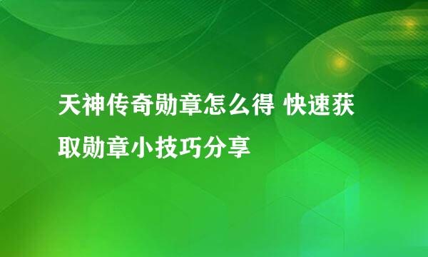 天神传奇勋章怎么得 快速获取勋章小技巧分享