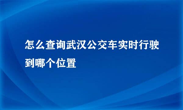 怎么查询武汉公交车实时行驶到哪个位置