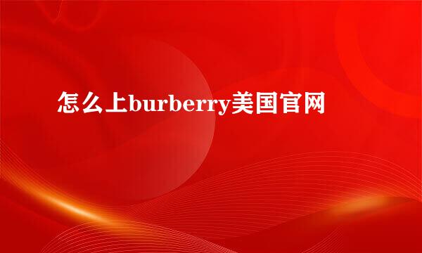 怎么上burberry美国官网