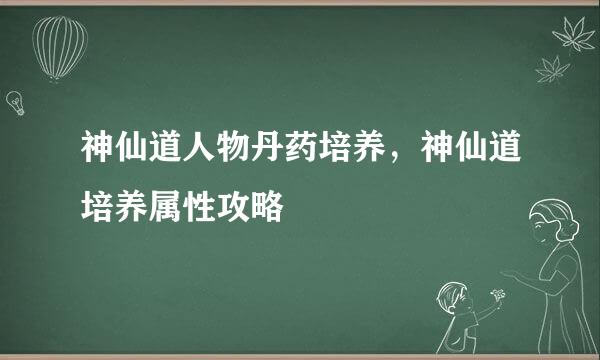 神仙道人物丹药培养，神仙道培养属性攻略