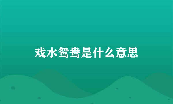 戏水鸳鸯是什么意思