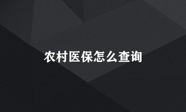 农村医保怎么查询