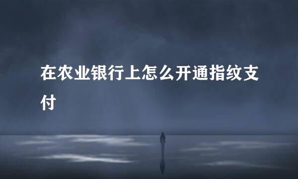 在农业银行上怎么开通指纹支付