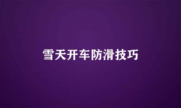 雪天开车防滑技巧