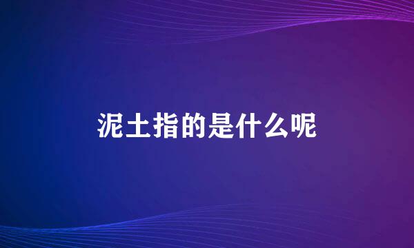 泥土指的是什么呢