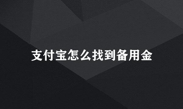 支付宝怎么找到备用金