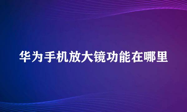华为手机放大镜功能在哪里
