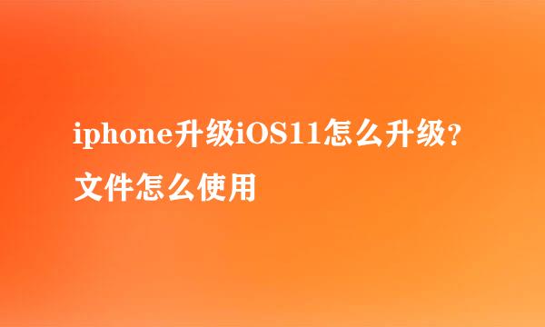 iphone升级iOS11怎么升级？文件怎么使用