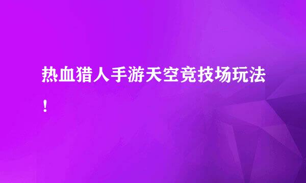 热血猎人手游天空竞技场玩法！