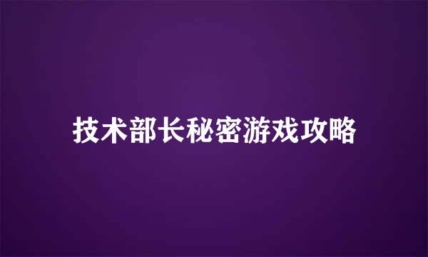 技术部长秘密游戏攻略
