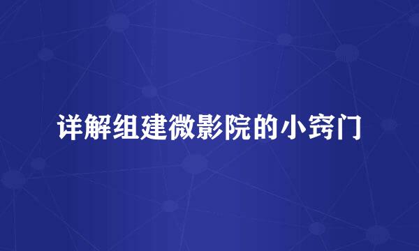 详解组建微影院的小窍门