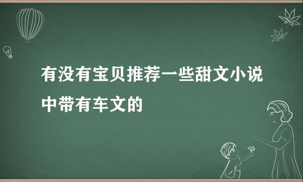 有没有宝贝推荐一些甜文小说中带有车文的