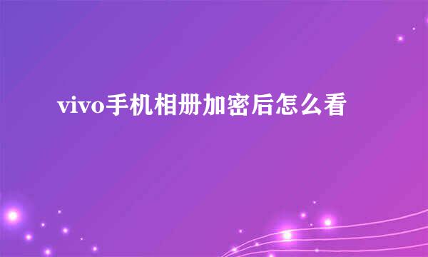 vivo手机相册加密后怎么看