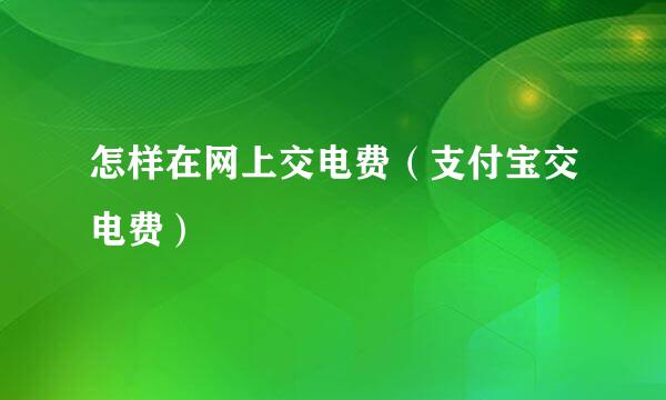 怎样在网上交电费（支付宝交电费）
