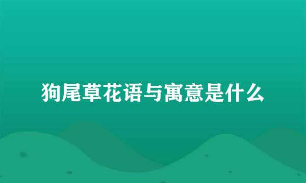 狗尾草花语与寓意是什么