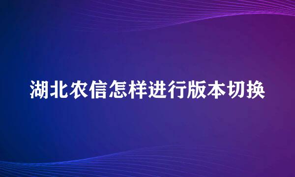 湖北农信怎样进行版本切换