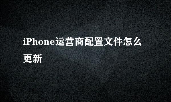 iPhone运营商配置文件怎么更新