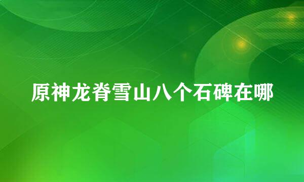 原神龙脊雪山八个石碑在哪