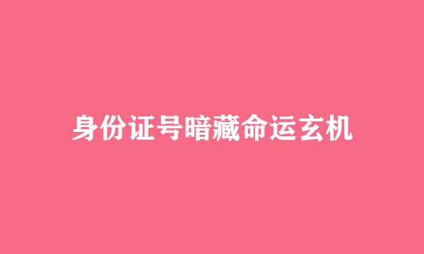 身份证号暗藏命运玄机