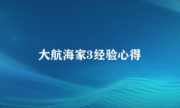 大航海家3经验心得