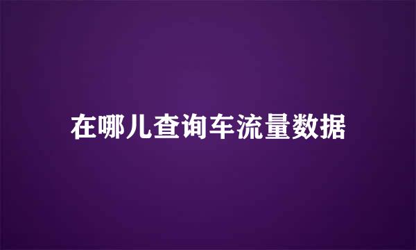 在哪儿查询车流量数据