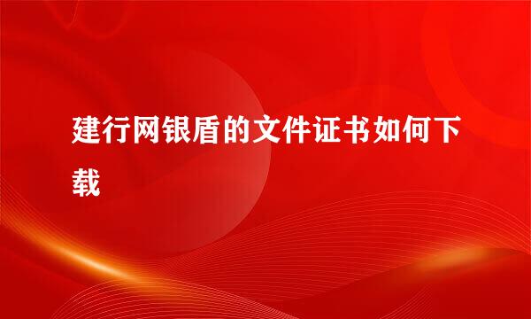 建行网银盾的文件证书如何下载