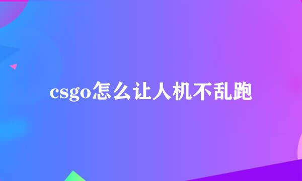 csgo怎么让人机不乱跑