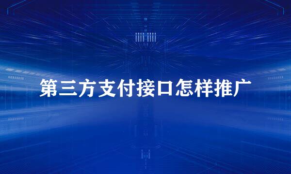 第三方支付接口怎样推广