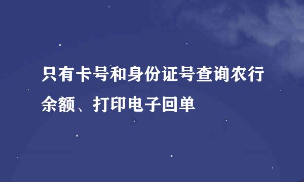 只有卡号和身份证号查询农行余额、打印电子回单