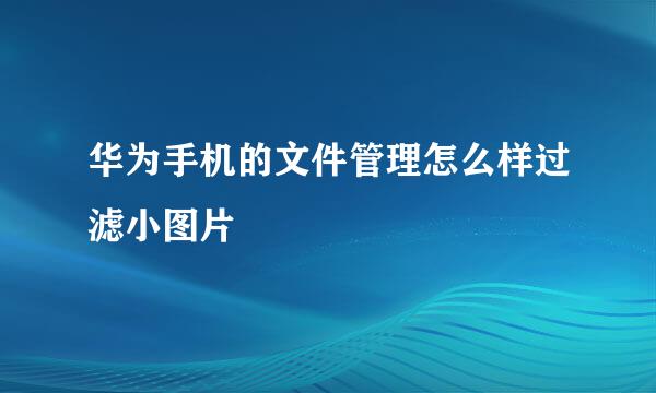 华为手机的文件管理怎么样过滤小图片