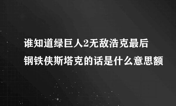 谁知道绿巨人2无敌浩克最后钢铁侠斯塔克的话是什么意思额